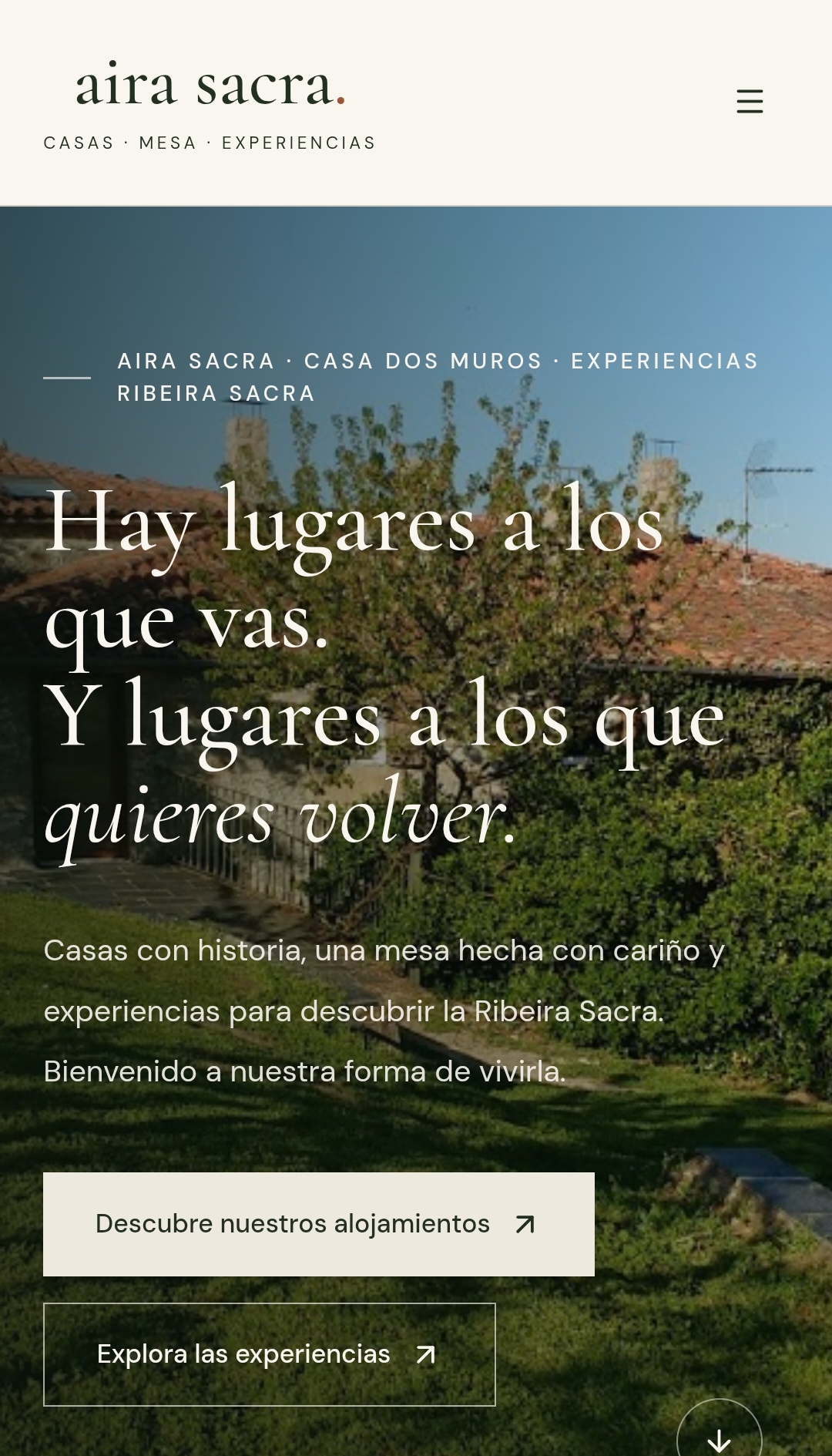 Nueva web de Aira Sacra: Hay lugares a los que vas. Y lugares a los que quieres volver.